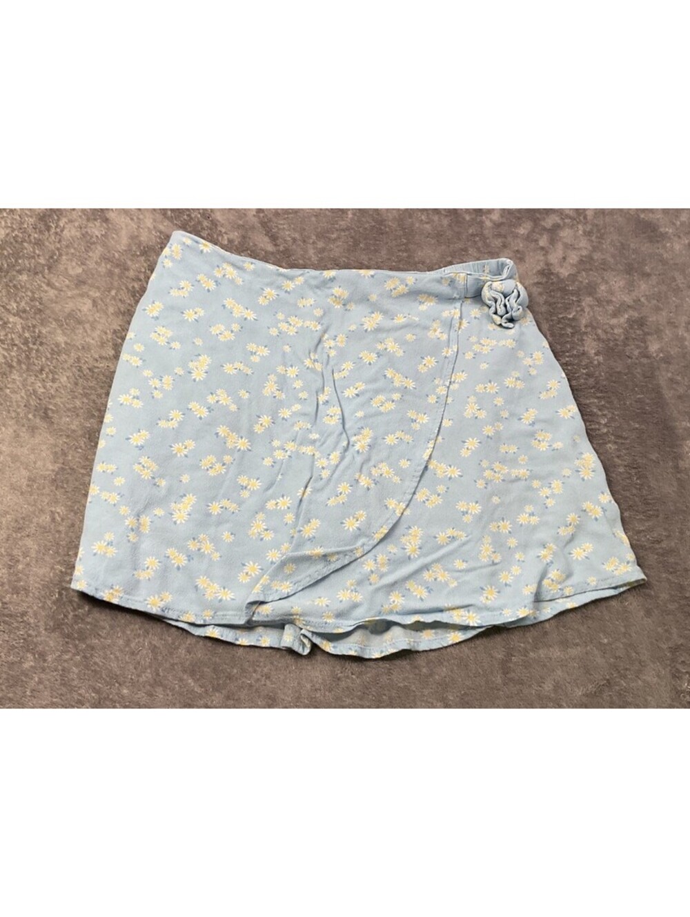 SO Girls Daisy Print Skort Size L 10/12 Blue Floral Pull On Shorts Skirt